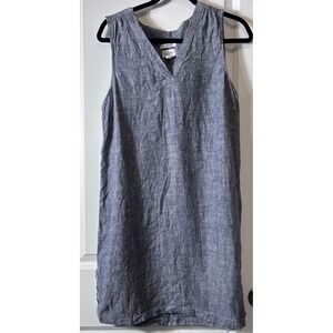 Nicole Miller 100% Linen Chambray Mini Dress Size Small Lagenlook Coastal